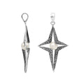 Sterling silver pendant featuring a four-point star design with White Pearl center and detailed filigree craftsmanship.