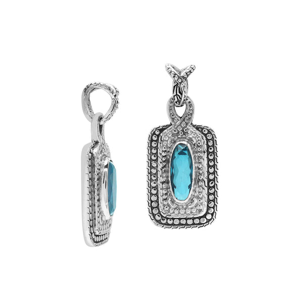 AP-6321-BT Sterling Silver Pendant With London Blue Topaz Q. Jewelry Bali Designs Inc 