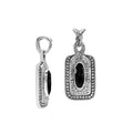 Sterling silver oval pendant featuring Black Onyx with traditional beaded frame and oxidized silver craftsmanship.