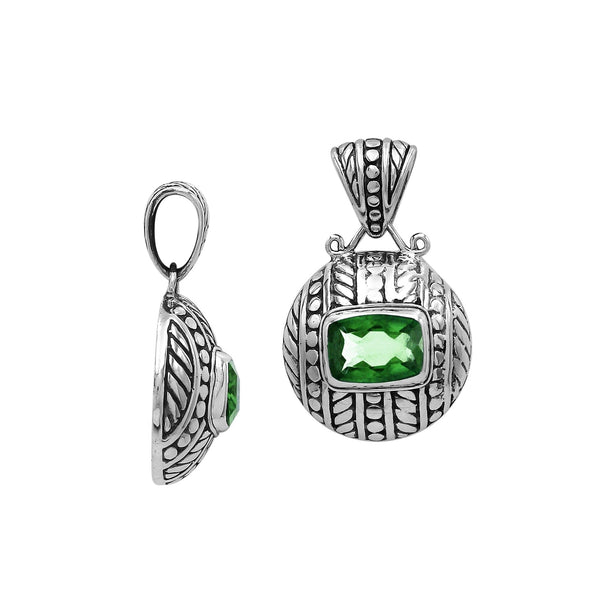 AP-6322-GQ Sterling Silver Pendant With Green Q, Jewelry Bali Designs Inc 