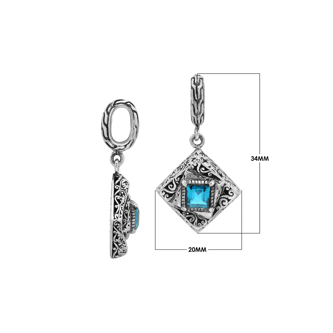 AP-6326-BT Sterling Silver Pendant With Blue Topaz Q. Jewelry Bali Designs Inc 