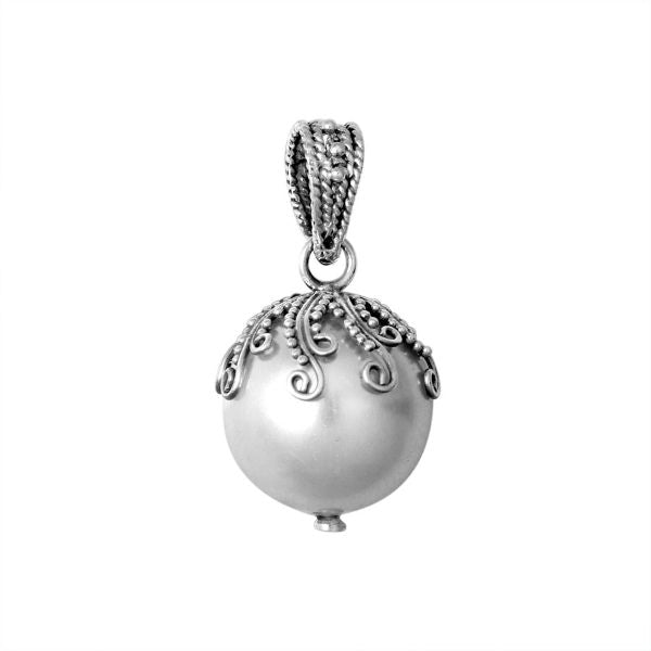 AP-7002-PE Sterling Silver Pendant With Pearl Jewelry Bali Designs Inc 
