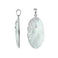 Sterling silver oval pendant with Mother Of Pearl and polished vine detailing handcrafted in Bali.