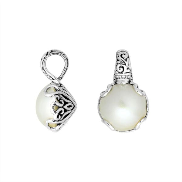 AP-8002-PE Sterling Silver Small Pretty Pendant With Fresh Water Mabe Pearl Jewelry Bali Designs Inc 