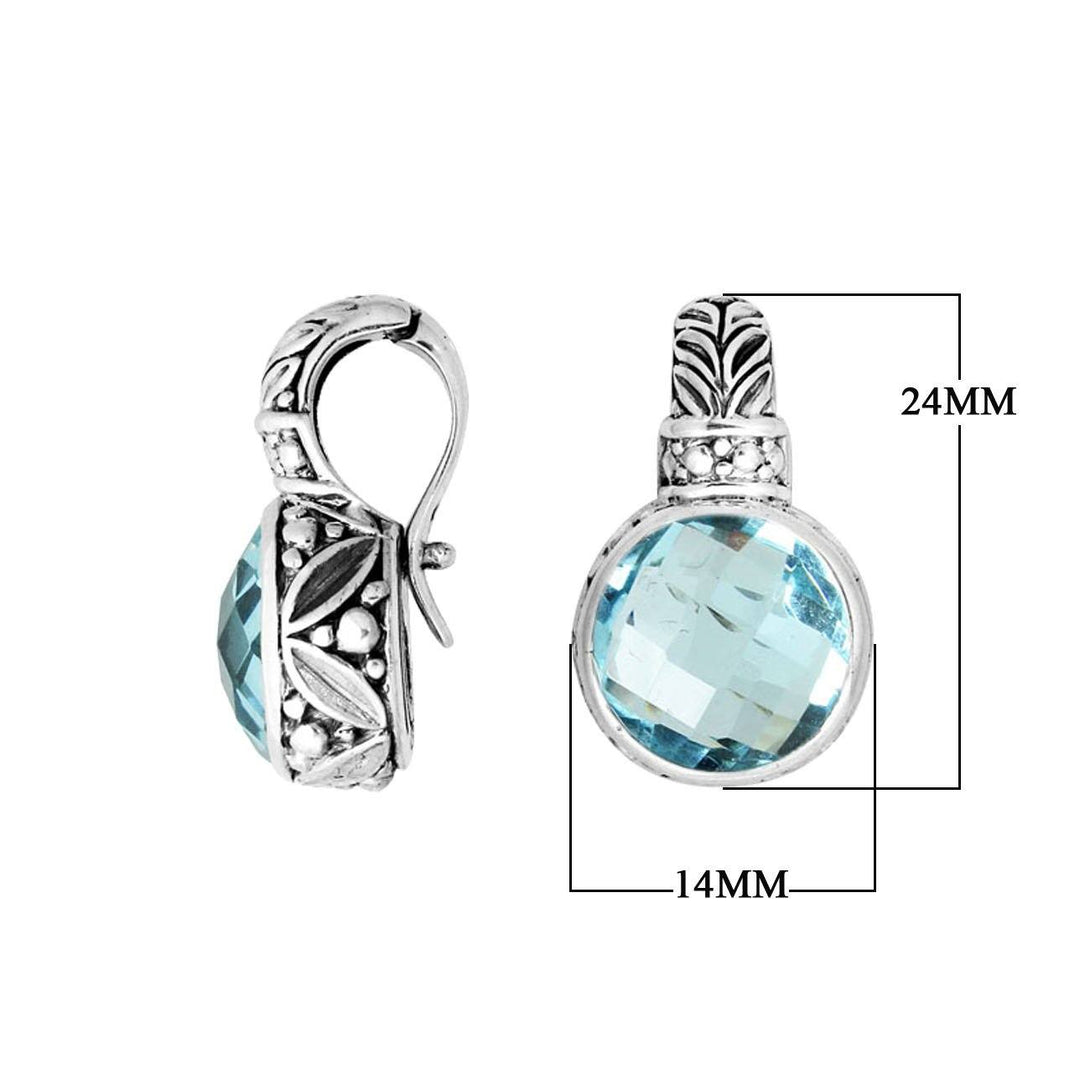AP-8003-BT Sterling Silver Pendant With Blue Topaz Q. & Enhancer Pendant Bail Jewelry Bali Designs Inc 