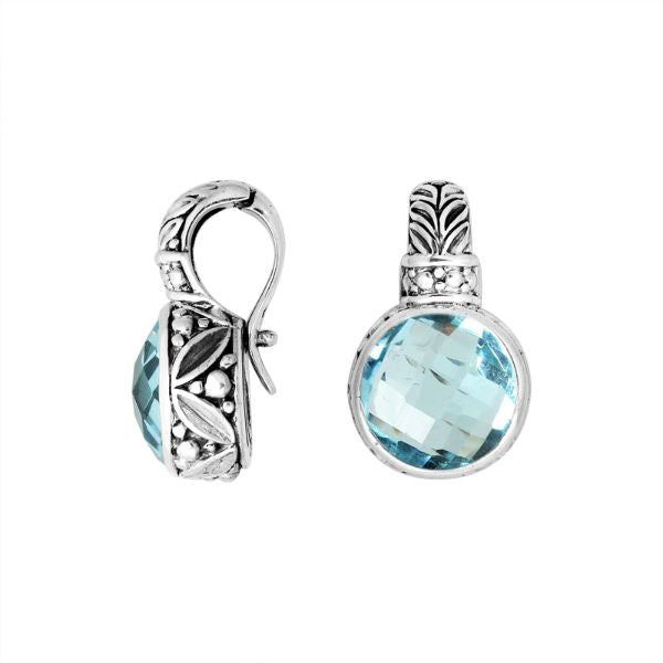 AP-8003-BT Sterling Silver Pendant With Blue Topaz Q. & Enhancer Pendant Bail Jewelry Bali Designs Inc 
