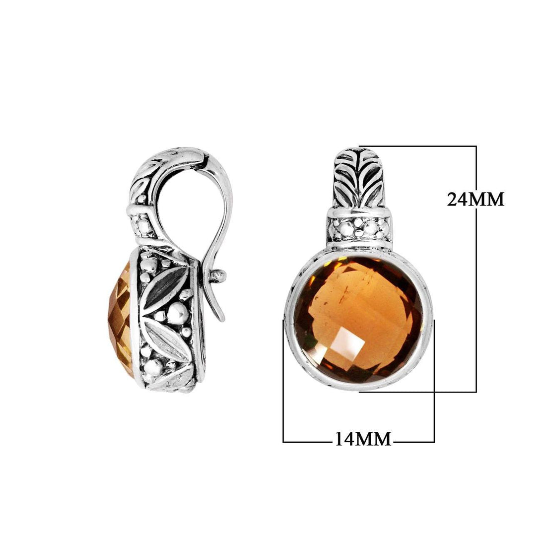 AP-8003-CT Sterling Silver Pendant With Citrine Q. & Enhancer Pendant Bail Jewelry Bali Designs Inc 