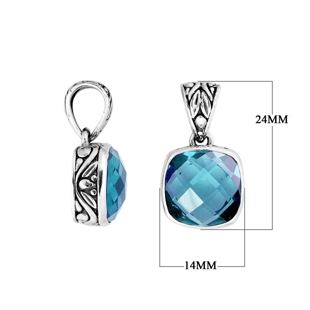 AP-8004-BT Sterling Silver Pendant With Blue Topaz Q. Jewelry Bali Designs Inc 