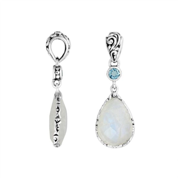 AP-8011-CO1 Sterling Silver Pendant With Blue Topaz, Rainbow Moonstone Jewelry Bali Designs Inc 
