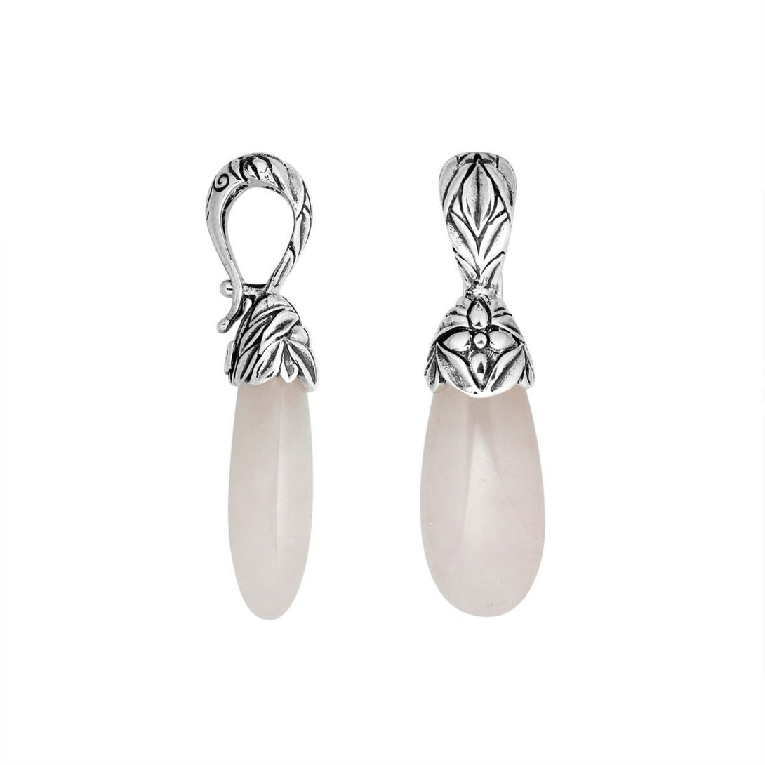 AP-8015-RQ Sterling Silver Fancy Pendant With Rose Quartz & Enhancer Pendant Bail Jewelry Bali Designs Inc 