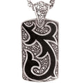 Sterling silver rectangle tribal carved pendant for wholesale buyers.