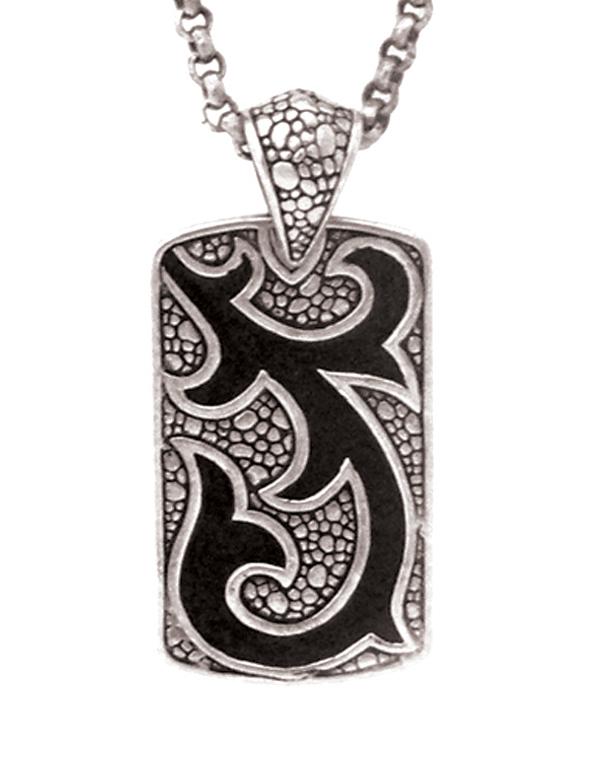 AP-8022-S Sterling Silver Designer Rectangle Pendant With Plain Silver Jewelry Bali Designs Inc 