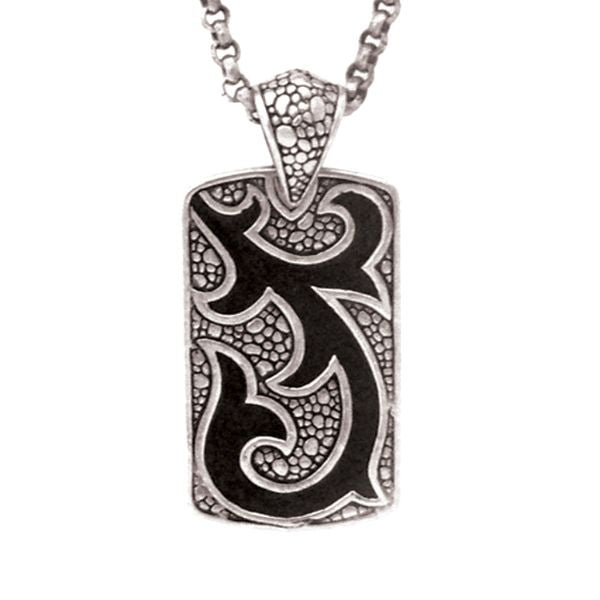 AP-8022-S Sterling Silver Designer Rectangle Pendant With Plain Silver Jewelry Bali Designs Inc 