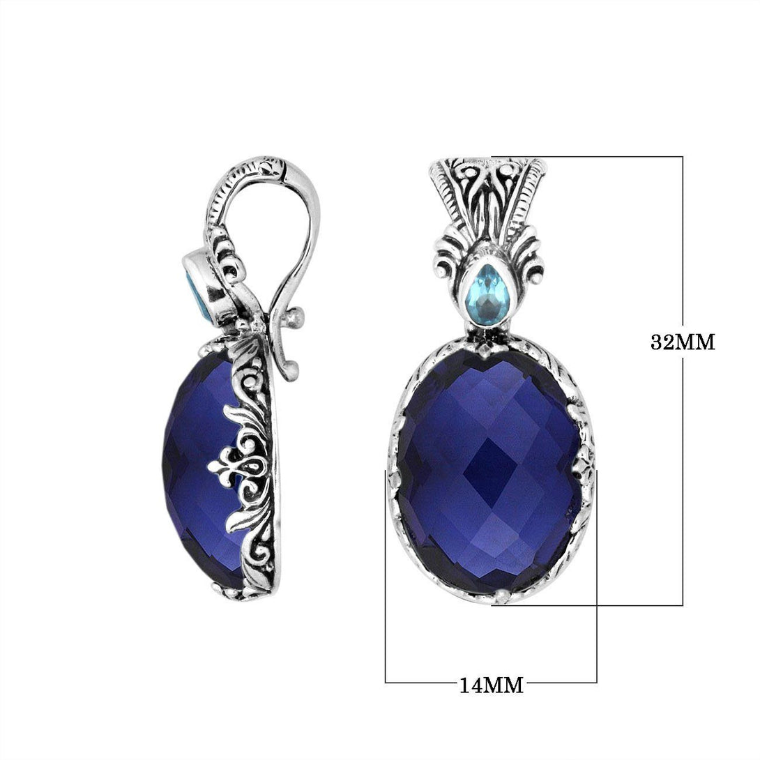 AP-8027-SP Sterling Silver Pendant With Sapphire,Blue Topaz Q. & Enhancer Pendant Bail Jewelry Bali Designs Inc 