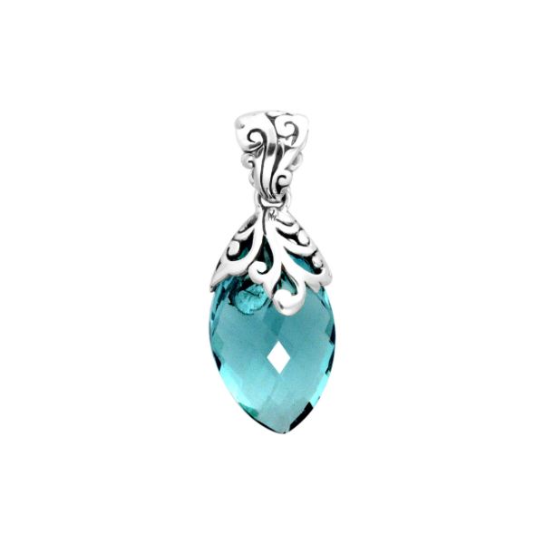 AP-8035-BT Sterling Silver Pendant With Blue Topaz Q. Jewelry Bali Designs Inc 