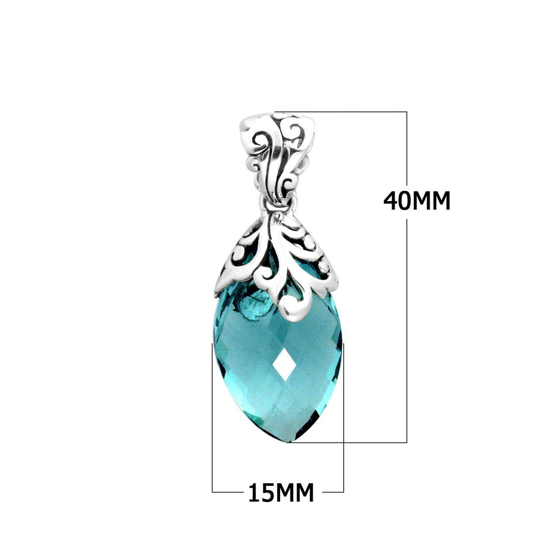 AP-8035-BT Sterling Silver Pendant With Blue Topaz Q. Jewelry Bali Designs Inc 
