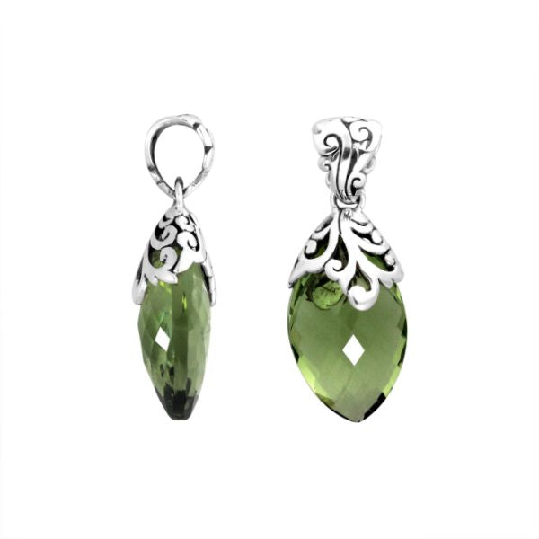 AP-8035-GAM Sterling Silver Pendant With Green Amethyst Q. Jewelry Bali Designs Inc 