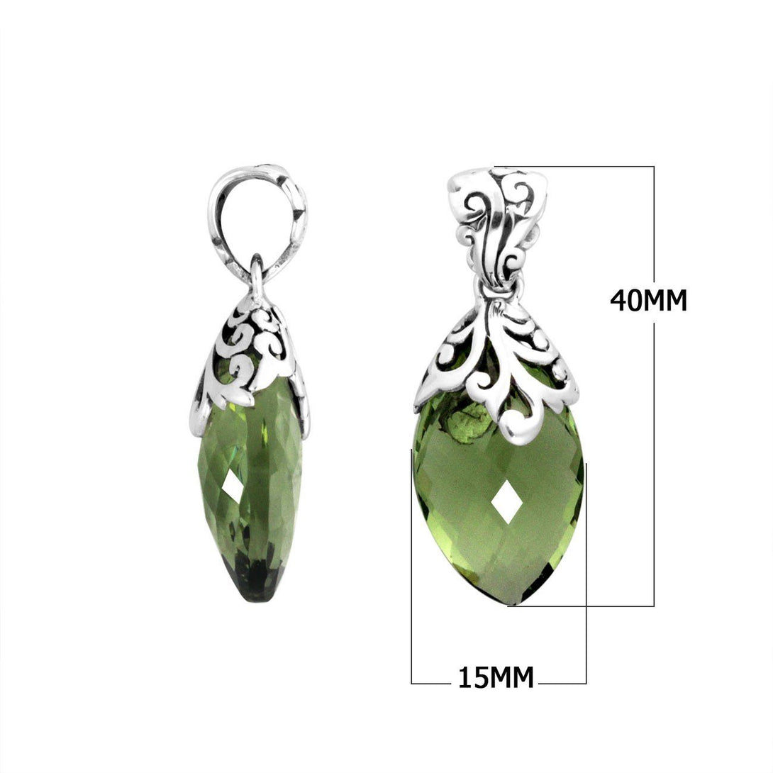 AP-8035-GAM Sterling Silver Pendant With Green Amethyst Q. Jewelry Bali Designs Inc 