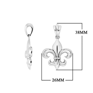 Sterling silver Fleur-De-Lis pendant featuring smooth polished curves, elegant detailing, and a refined classic look ideal for wholesale jewelry selections
