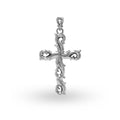 Sterling silver artistic cross pendant featuring smooth curved detailing, polished finishing, and expressive symbolic styling ideal for classic wholesale jewelry displays