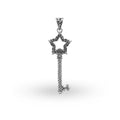 Sterling silver star-shaped key pendant with decorative filigree detailing, twisted stem design, and polished finish suitable for wholesale jewelry collections
