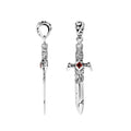 Sterling silver sword pendant featuring carved detailing and a Red Garnet Quartz centerpiece designed for classic wholesale jewelry assortments