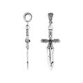 Sterling silver sword pendant with Black Onyx center and Balinese oxidized detailing.