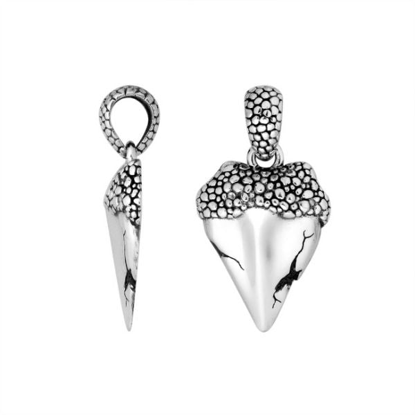 Wholesale silver cone pendant with cracked detail and textured pattern.