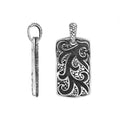 Wholesale sterling silver rectangle pendant with carved swirl pattern.