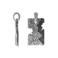Wholesale sterling silver rectangle pendant with cracked divider and pebble texture.
