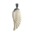 Wholesale sterling silver wing pendant with carved bone feather detailing.
