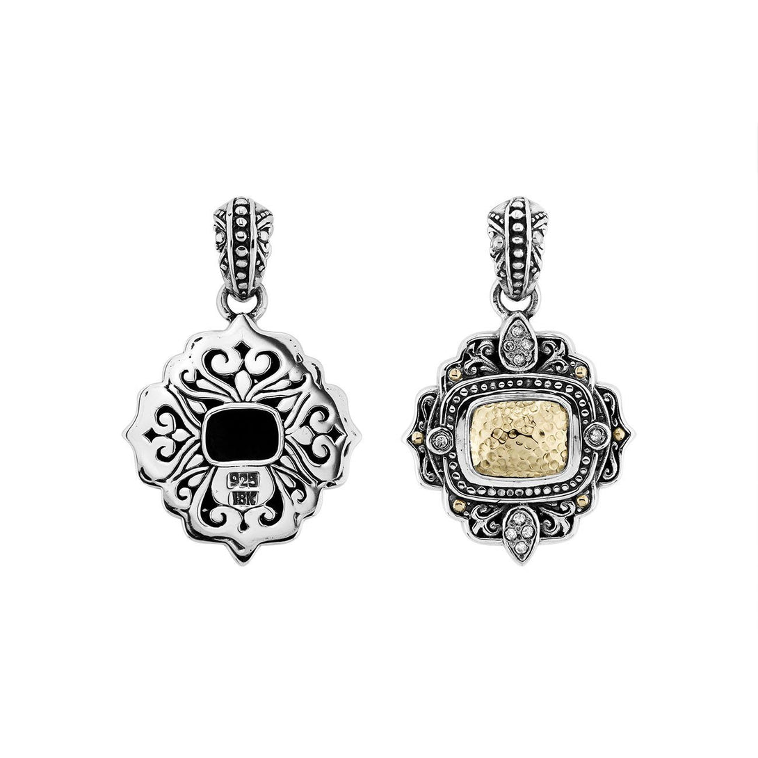 APG-8036-DY Sterling Silver Pendant With 18K Gold And Diamond Jewelry Bali Designs Inc 