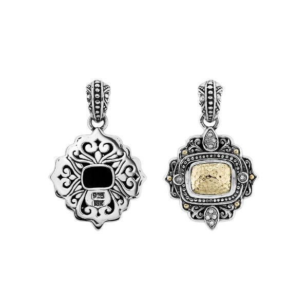 APG-8036-DY Sterling Silver Pendant With 18K Gold And Diamond Jewelry Bali Designs Inc 