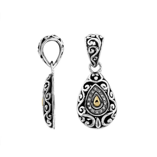 APG-8039-DY Sterling Silver Pendant With 18K Gold And Diamond Jewelry Bali Designs Inc 