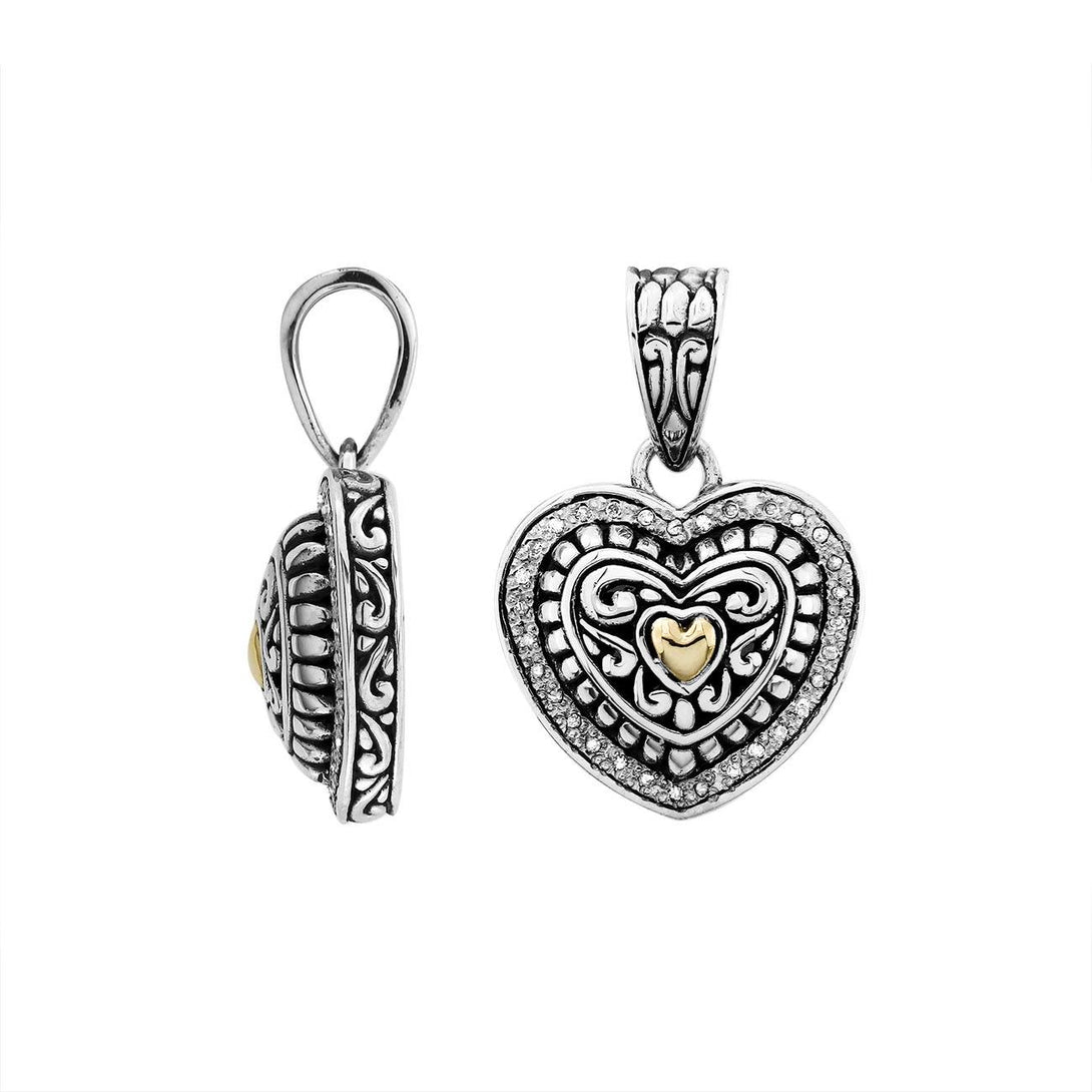 APG-8041-DY Sterling Silver Pendant With 18K Gold And Diamond Jewelry Bali Designs Inc 