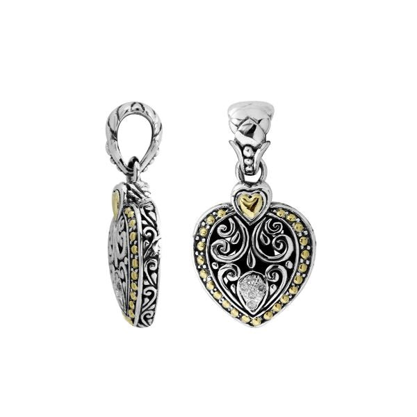 APG-8042-DY Sterling Silver Pendant With 18K Gold And Diamond Jewelry Bali Designs Inc 