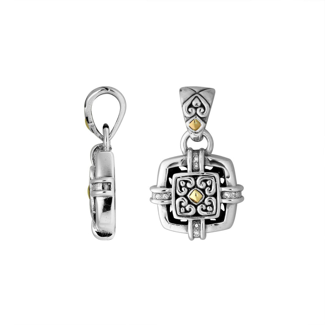 APG-8046-DY Sterling Silver Pendant With 18K Gold And Diamond Jewelry Bali Designs Inc 