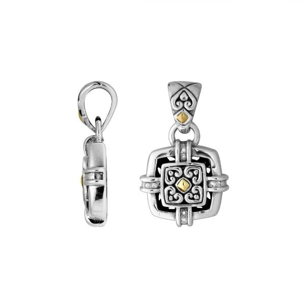 APG-8046-DY Sterling Silver Pendant With 18K Gold And Diamond Jewelry Bali Designs Inc 