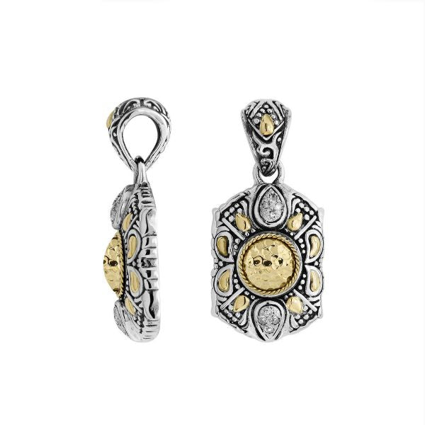 APG-8048-GD Sterling Silver Pendant With 18K Gold And Diamond Jewelry Bali Designs Inc 