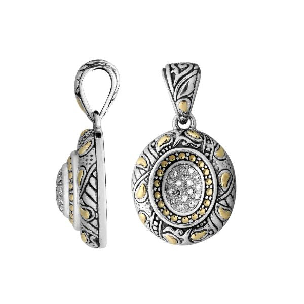 APG-8049-DY Sterling Silver Pendant With 18K Gold And Diamond Jewelry Bali Designs Inc 