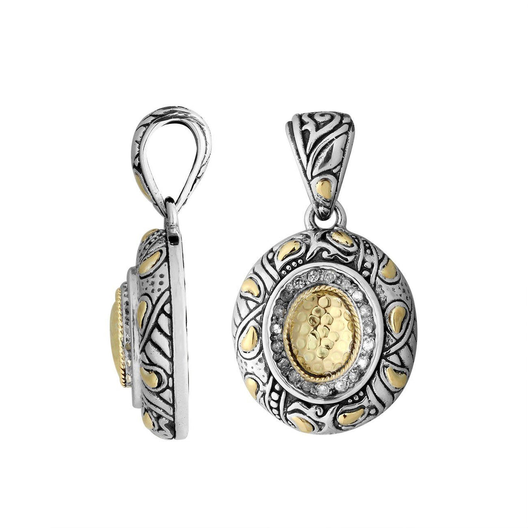APG-8049-GD Sterling Silver Pendant With 18K Gold And Diamond Jewelry Bali Designs Inc 
