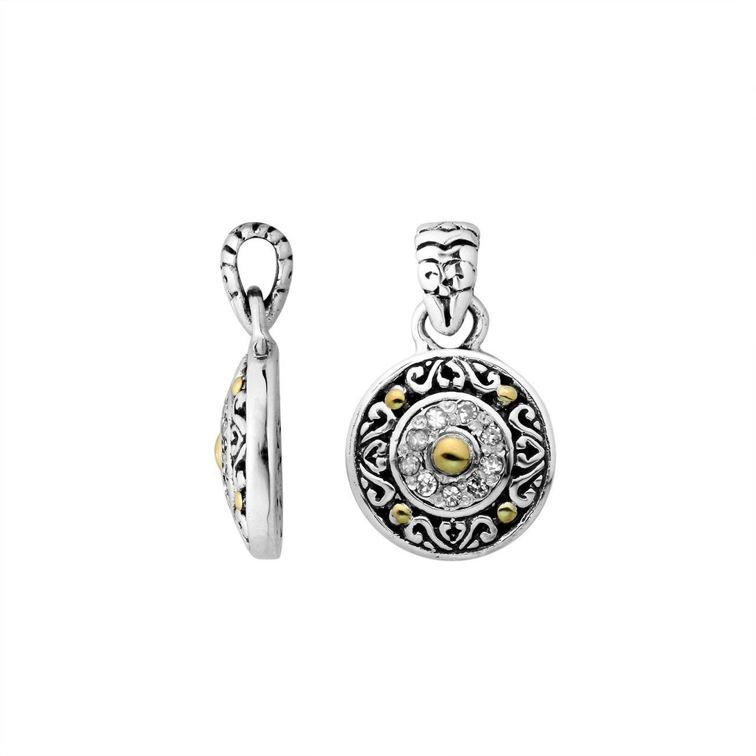 APG-8051-DY Sterling Silver Pendant With 18K Gold And Diamond Jewelry Bali Designs Inc 