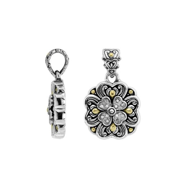 APG-8052-DY Sterling Silver Pendant With 18K Gold And Diamond Jewelry Bali Designs Inc 