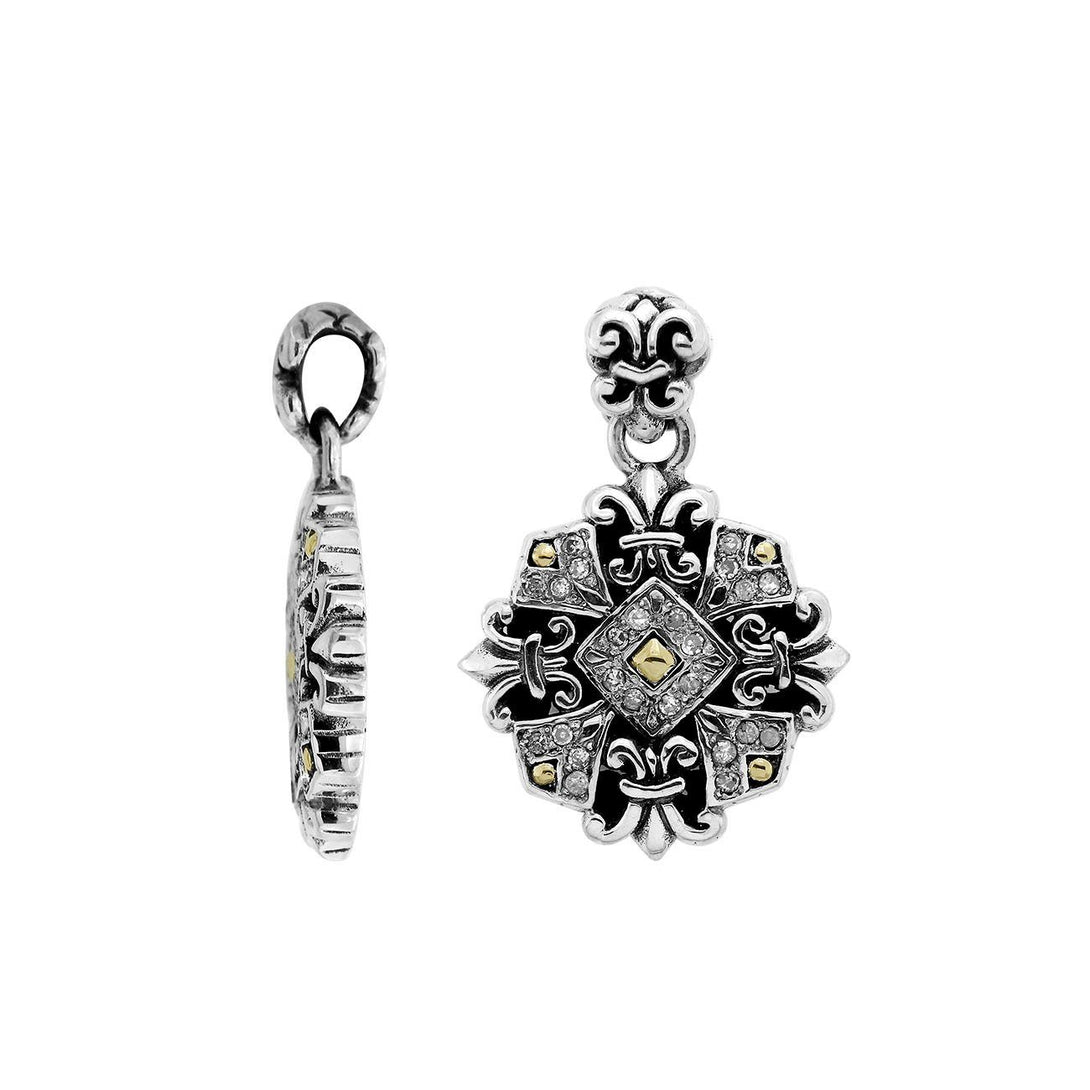 APG-8053-DY Sterling Silver Pendant With 18K Gold And Diamond Jewelry Bali Designs Inc 
