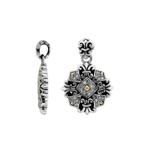 APG-8053-DY Sterling Silver Pendant With 18K Gold And Diamond Jewelry Bali Designs Inc 