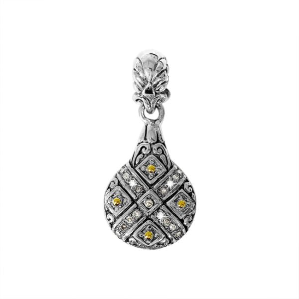 APG-8054-DY Sterling Silver Pendant With 18K Gold And Diamond Jewelry Bali Designs Inc 