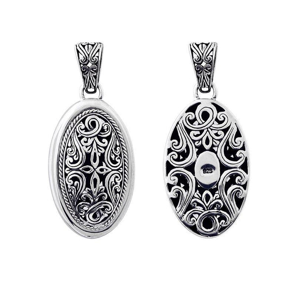 APSF-6004-SF Silver Overlay Beautiful Design Oval Shape Pendant Jewelry Bali Designs Inc 