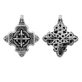 A wholesale Silver Overlay Over Copper fancy cross-shaped pendant featuring detailed Balinese scrollwork, oxidized textures, raised artisan detailing, and polished overlay craftsmanship ideal for bulk jewelry purchasing.