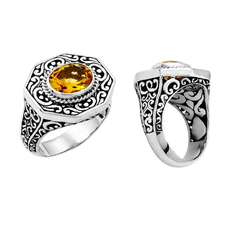 AR-1025-CT-8" Sterling Silver Ring With Citrine Q. Jewelry Bali Designs Inc 