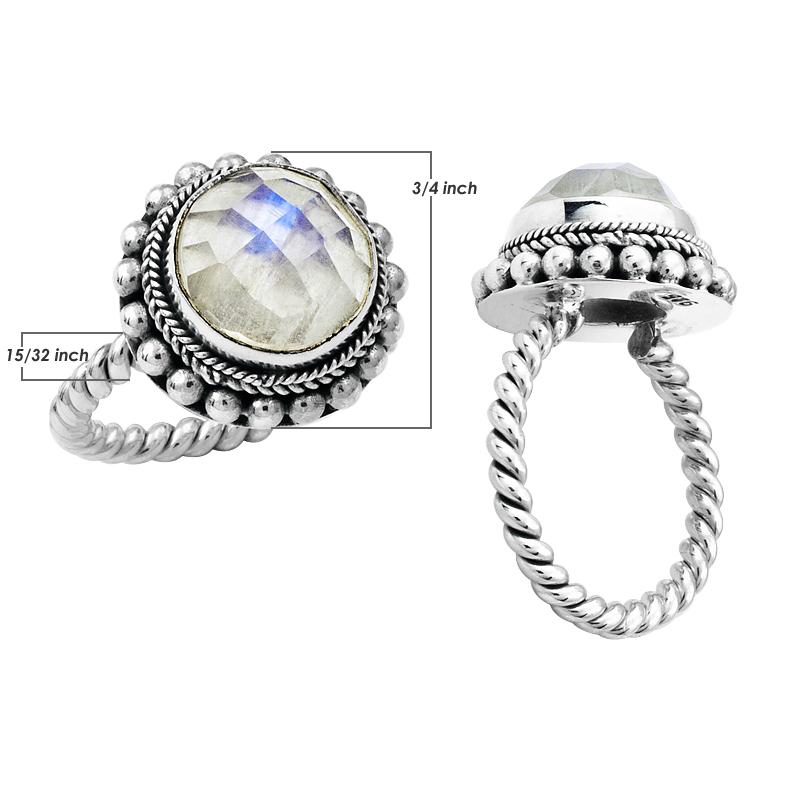 AR-1035-RM-5" Sterling Silver Ring With Rainbow Moonstone Jewelry Bali Designs Inc 